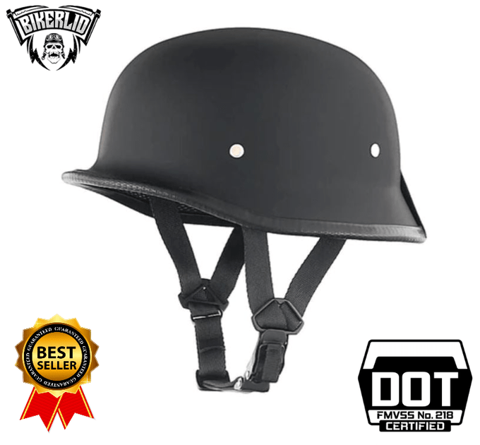 Low Profile German Mayan Style Motorcycle Helmet Black – BikerLid