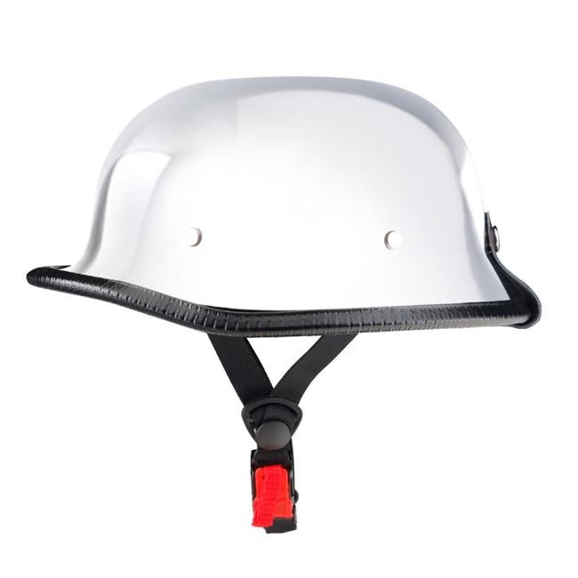 Low Profile German Mayan Style Motorcycle Helmet Chrome