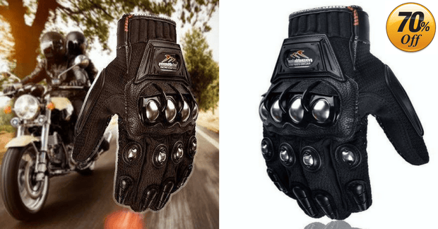 Madbike Motorcycle Gloves w/ Steel Alloy Nubs, Premium PU leather