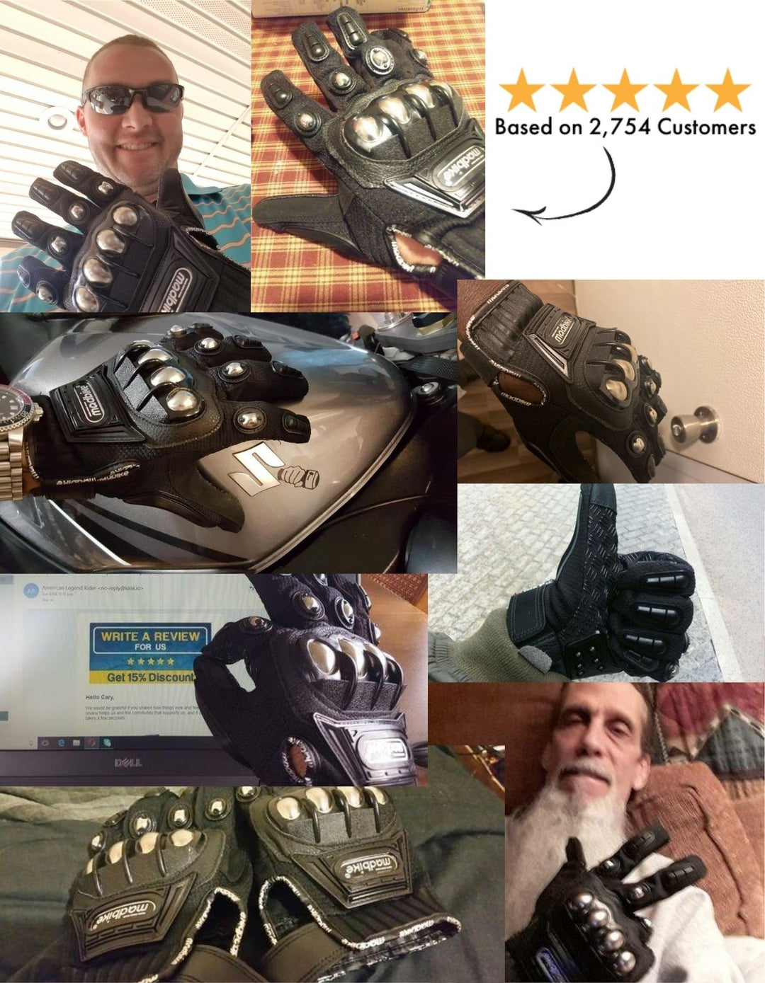 mad bike handschuhe Madbike Motorcycle Gloves w/ Steel Alloy Nubs, Premium PU leather – BikerLid